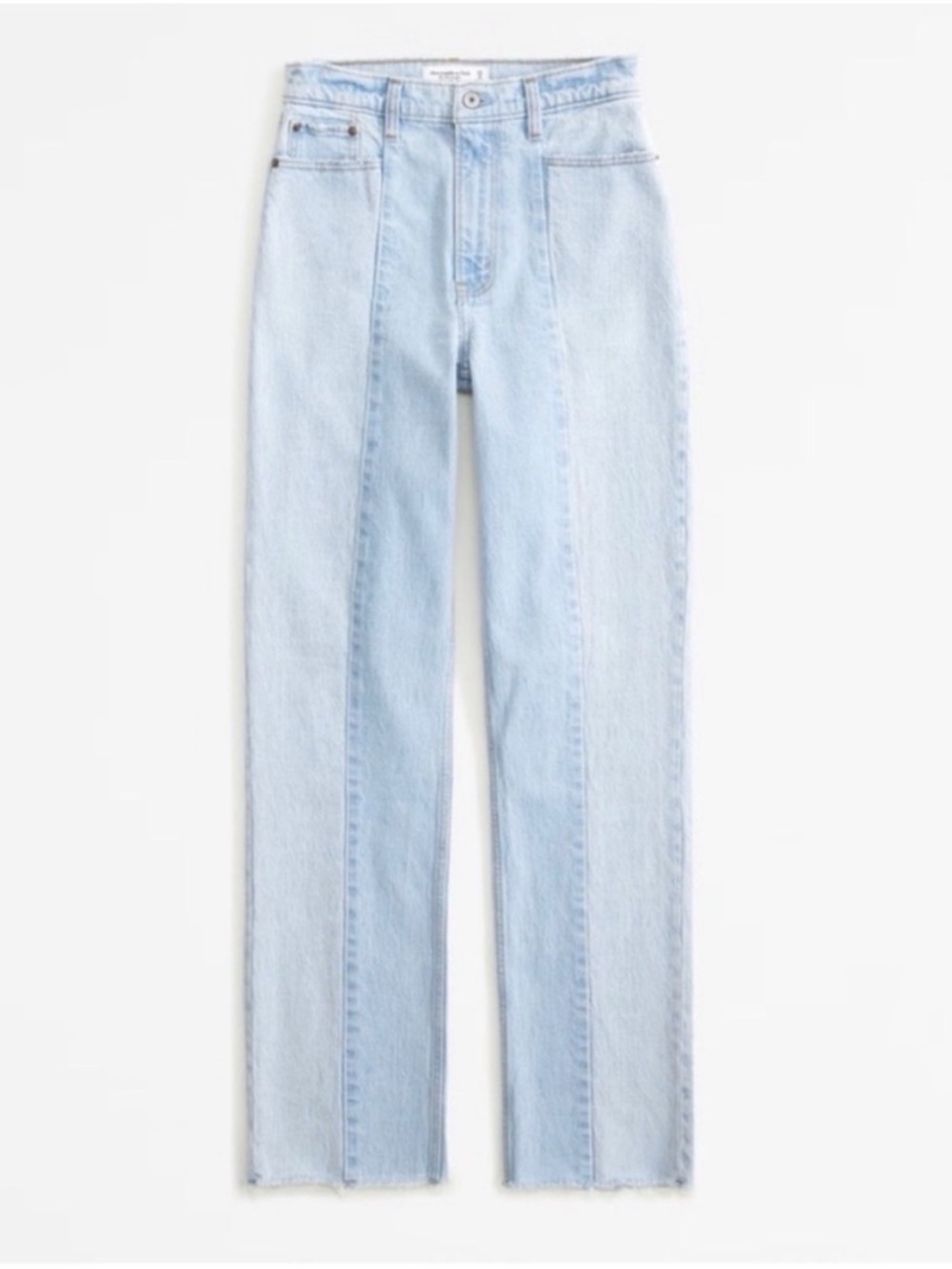 Abercrombie & Fitch Curve Love 90s Straight High Rise Jeans Two Tone 24/00 LONG